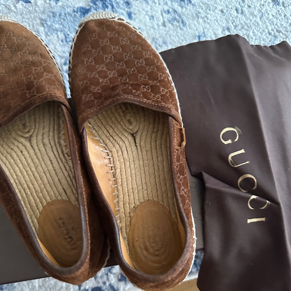 Authentic Gucci Suede Espadrilles- Brown